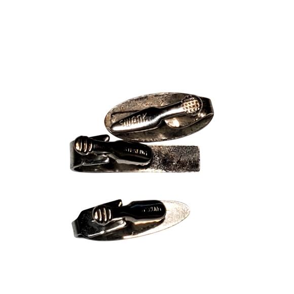 Tie Clip Lot Sterling Swank Signed .5" Lot of 3 Vtg - Picture 2 of 5